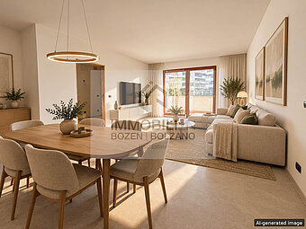 Warmes skandinavisches Wohn- und Esszimmer(4)