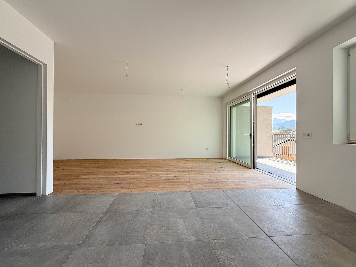 kitchen and living area