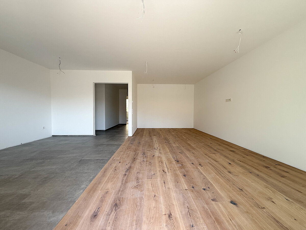kitchen and living area