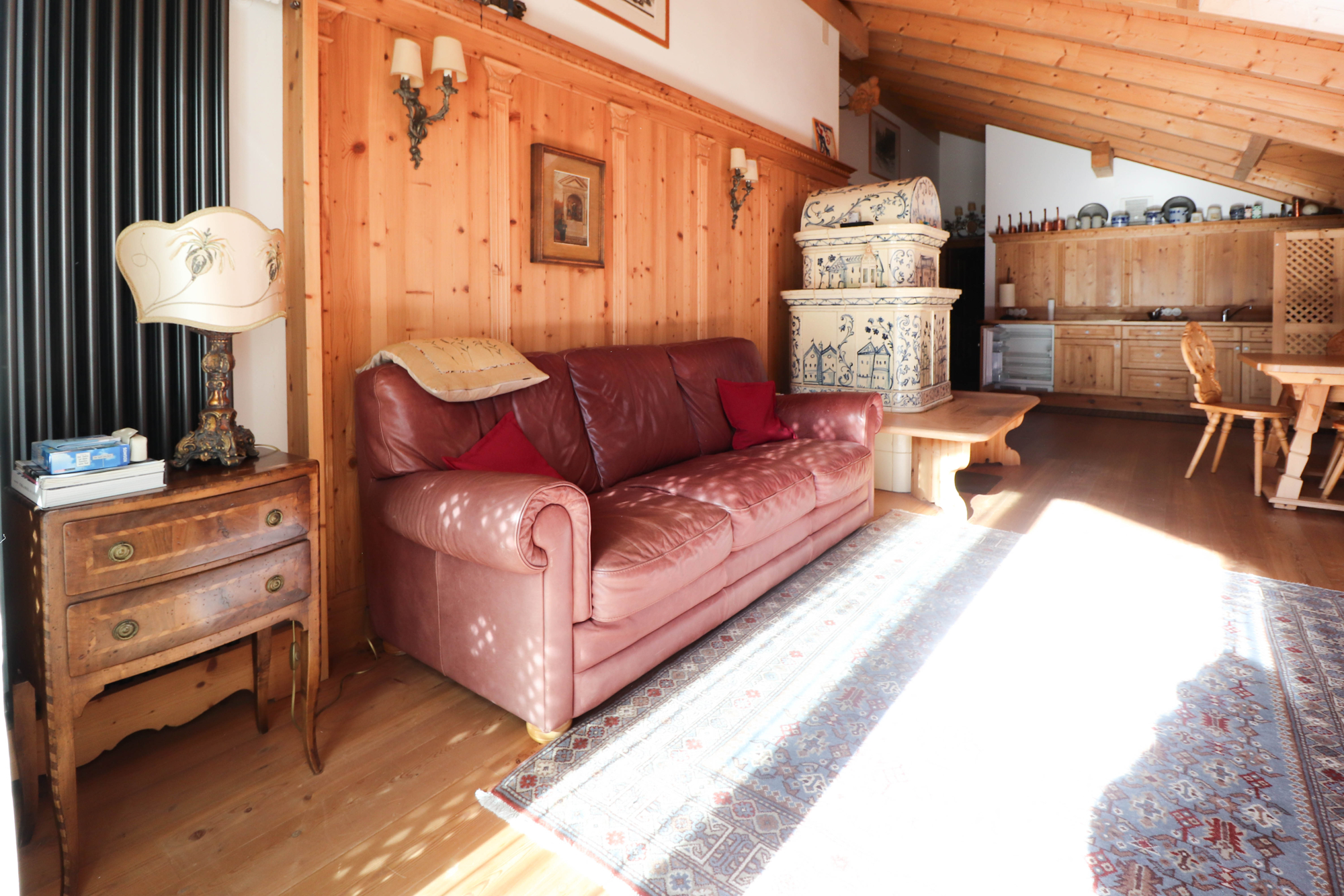 living room with kitchen
