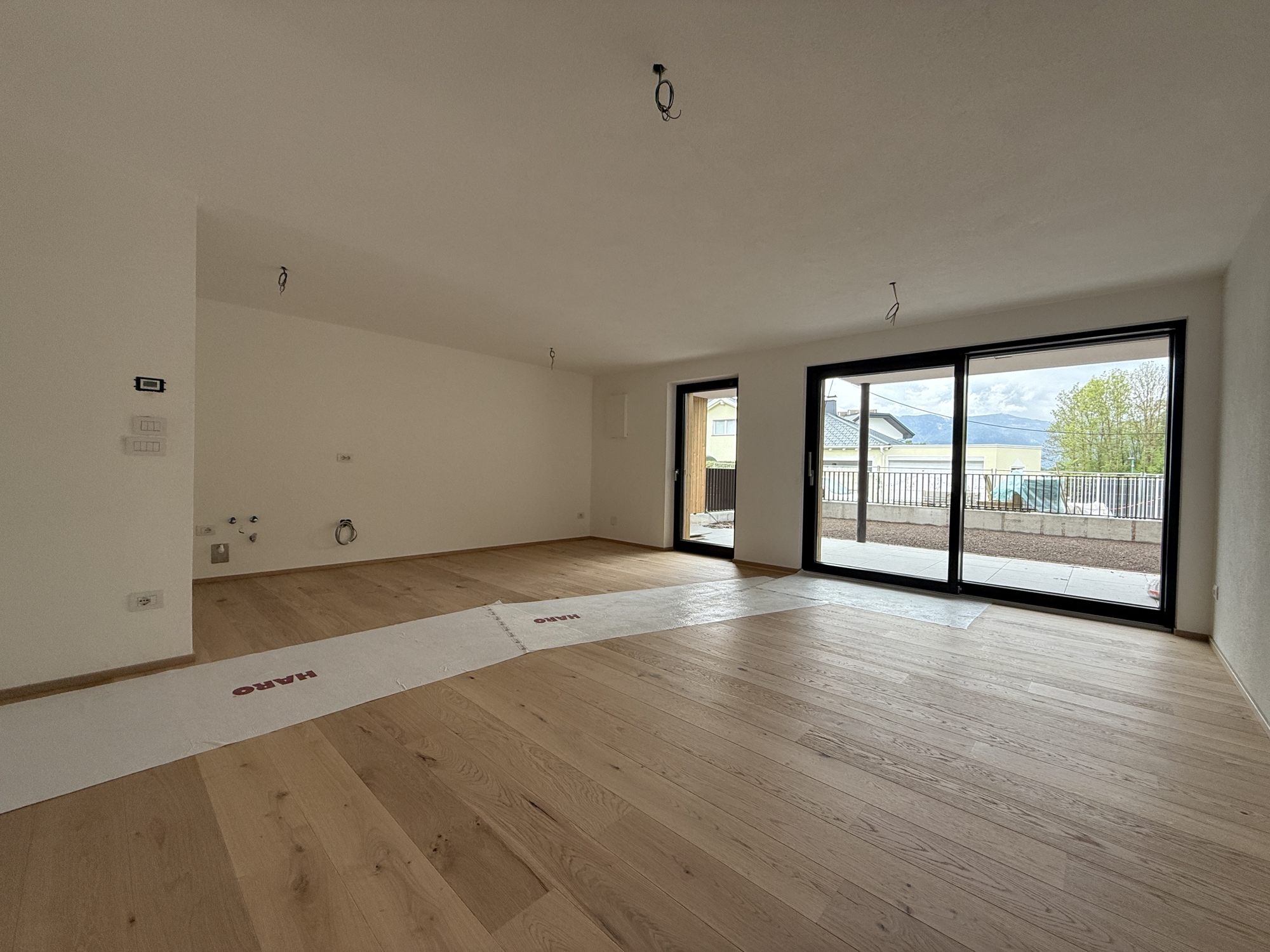 living room with kitchen