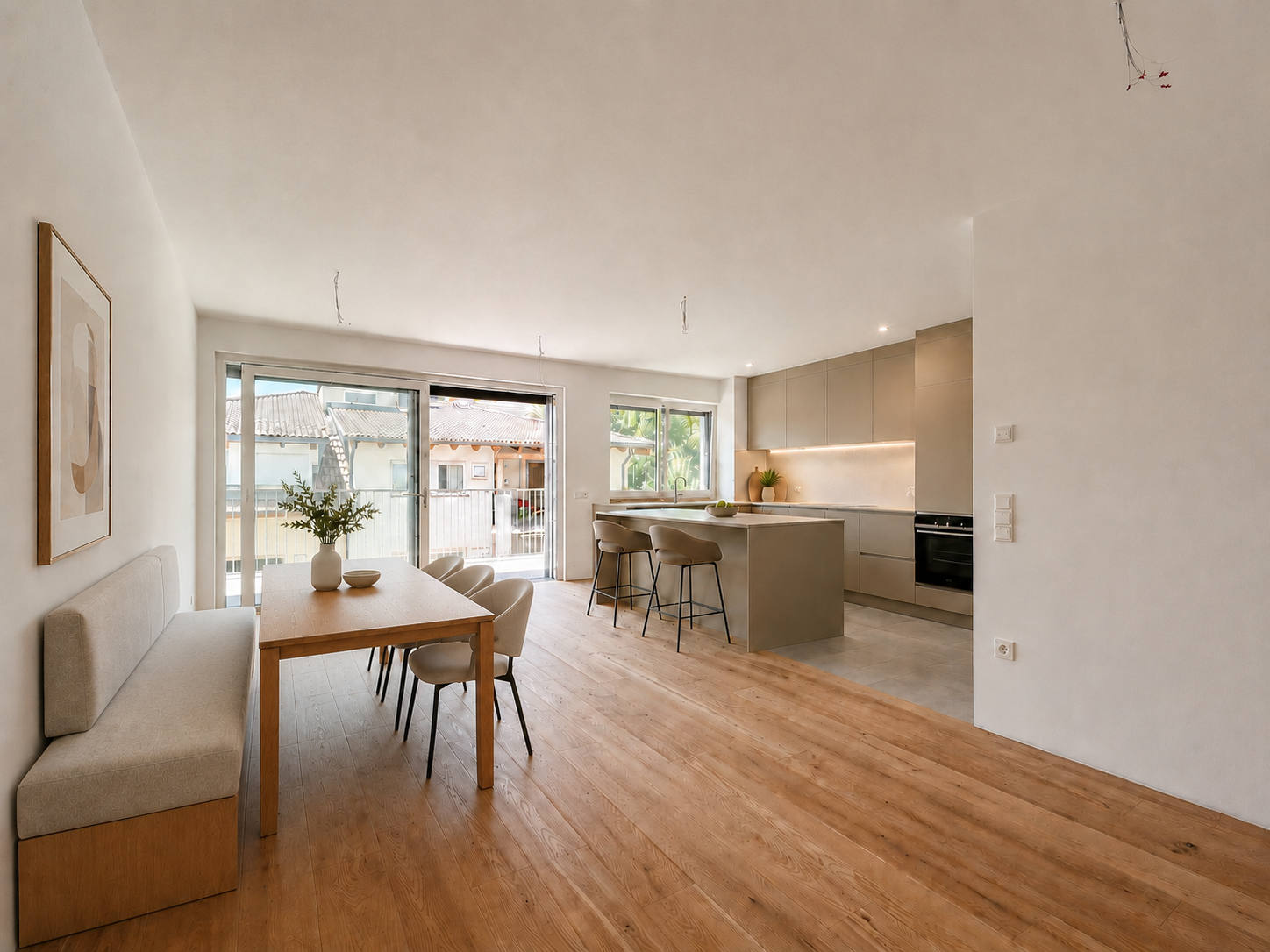 kitchen and living area