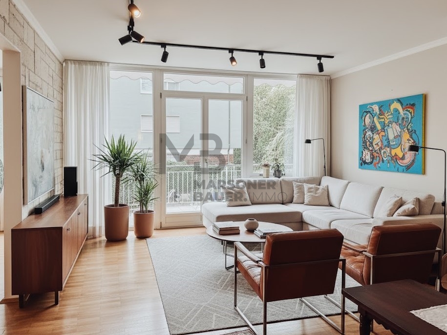 Wohnraum gerendert mit Einrichtungsvorschlag - rendering soggiorno con proposta di arredamento