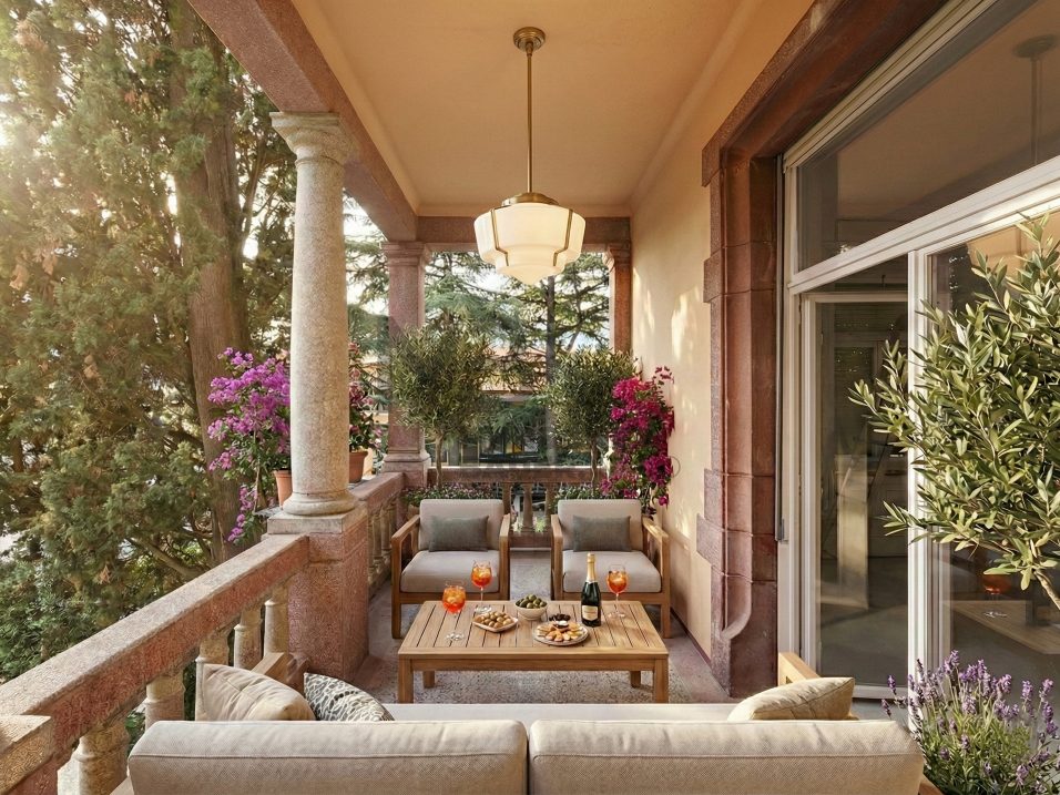 App.3B - Loggia Einrichtung gerendert - rendering dell´arredo