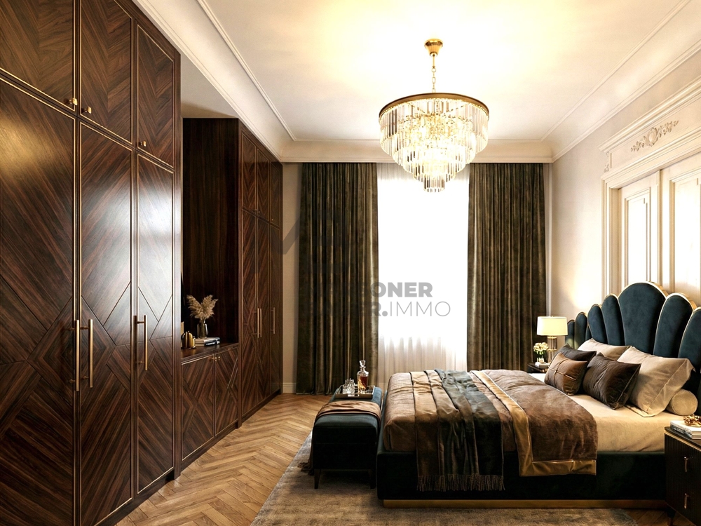 App.3B - Schlafzimmer mit Balkon und Einrichtung gerendert - rendering arredo stanza da letto con balcone