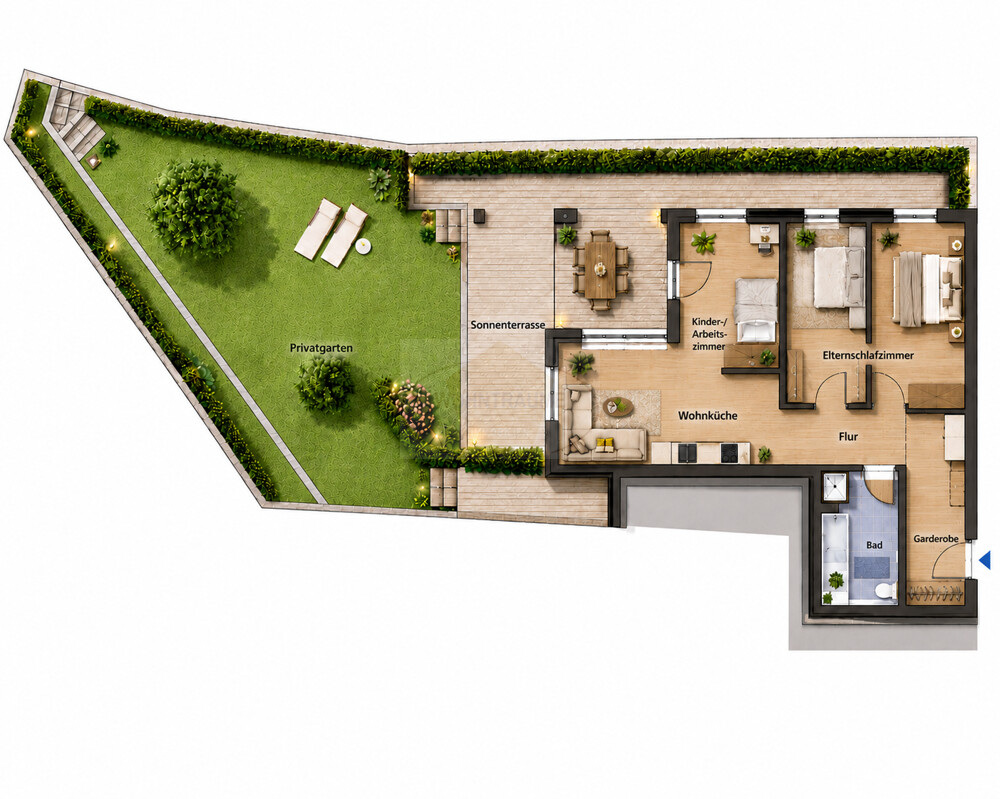 Grundriss Gartenwohnung