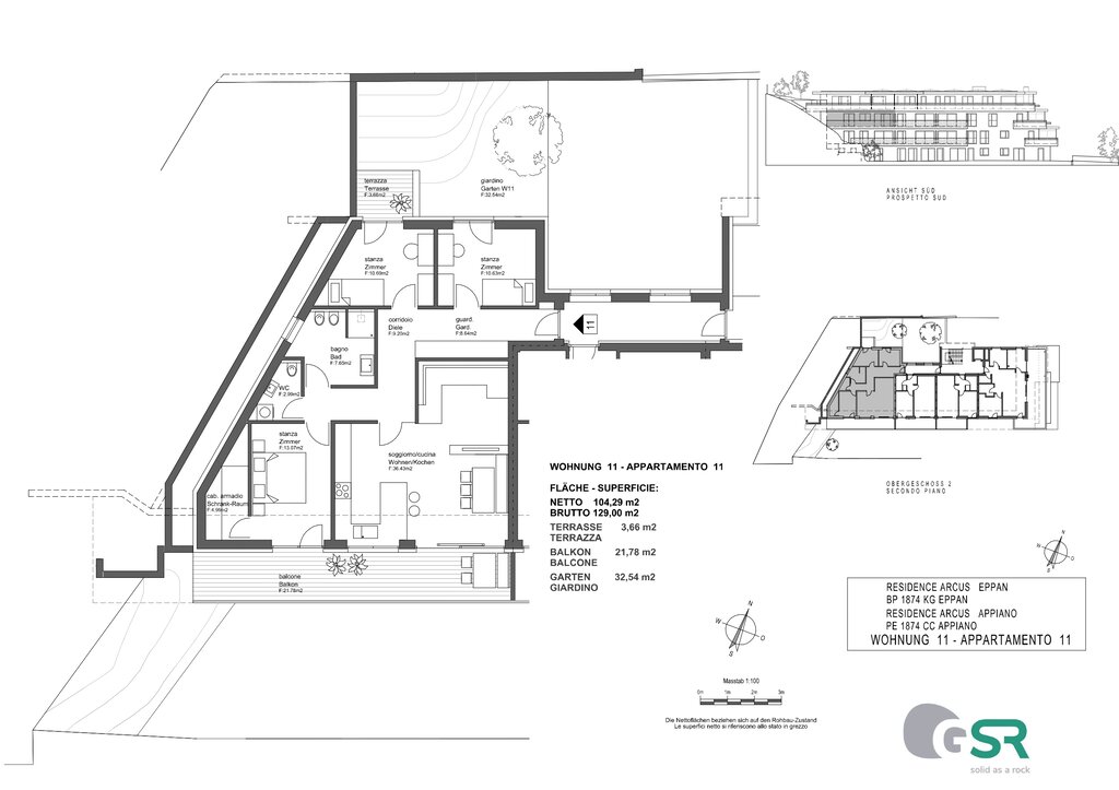 W11 - Nuovo quadrilocale con due terrazze e giardino privato - Planimetria 1